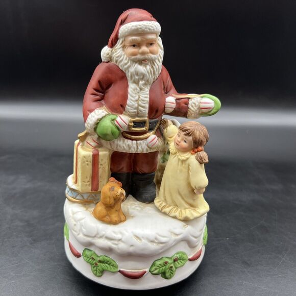 Vintage Homco Porcelain Music Box Santa Claus is Coming to Town Spinning Works - Picture 1 of 12
